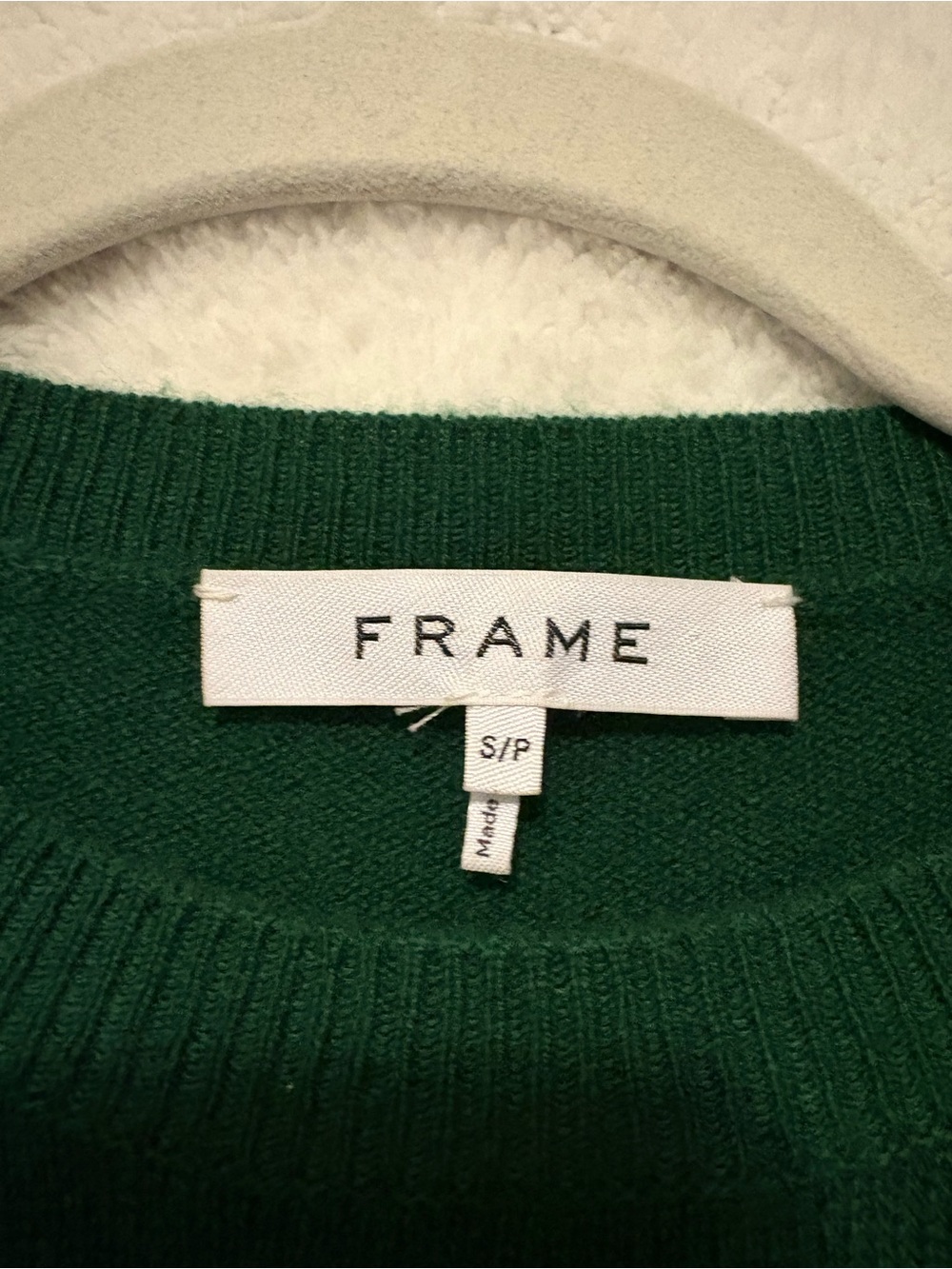 FRAME Cashmere/Wool Crew Neck Sweater Green Smocked Detail Size Small - Picture 5 of 9